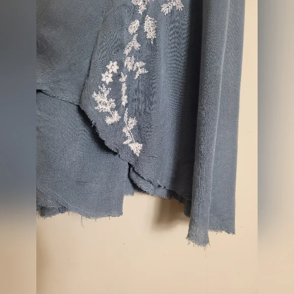 Free People Intimately Blue Dress with White Floral Embroidery Large - Picture 5 of 10